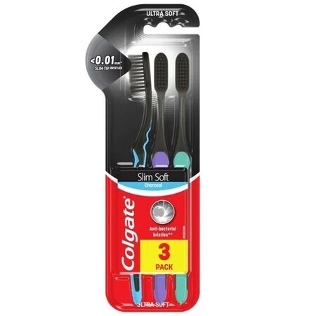 Periuță de dinți Colgate Slim Soft Charcoal trio 3 buc