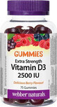 Webber Naturals Vitamina D3 2500 UI GUMMIES, fructe de padure 75 buc