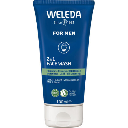 Weleda For Men 2in1 gel nettoyant visage et barbe 100 ml