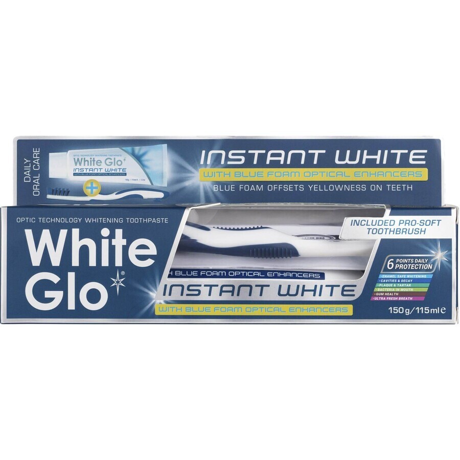 White Glo Instant white + periuță de dinți și perie interdentară 150 g