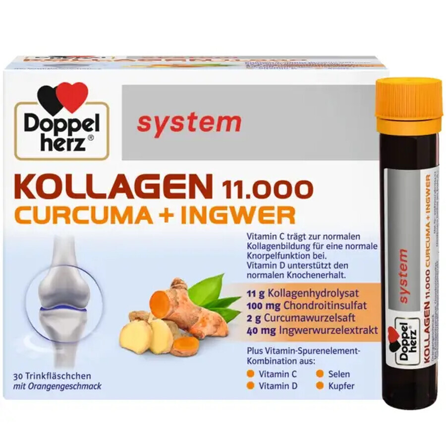 Kollagen 11.000 Curcuma + Ghimbir, 30 flacoane, Doppelherz