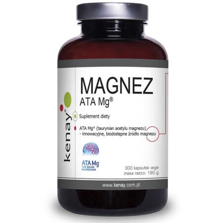 Magneziu ATA Mg (magneziu acetil taurat) 300 capsule vegetale Kenay