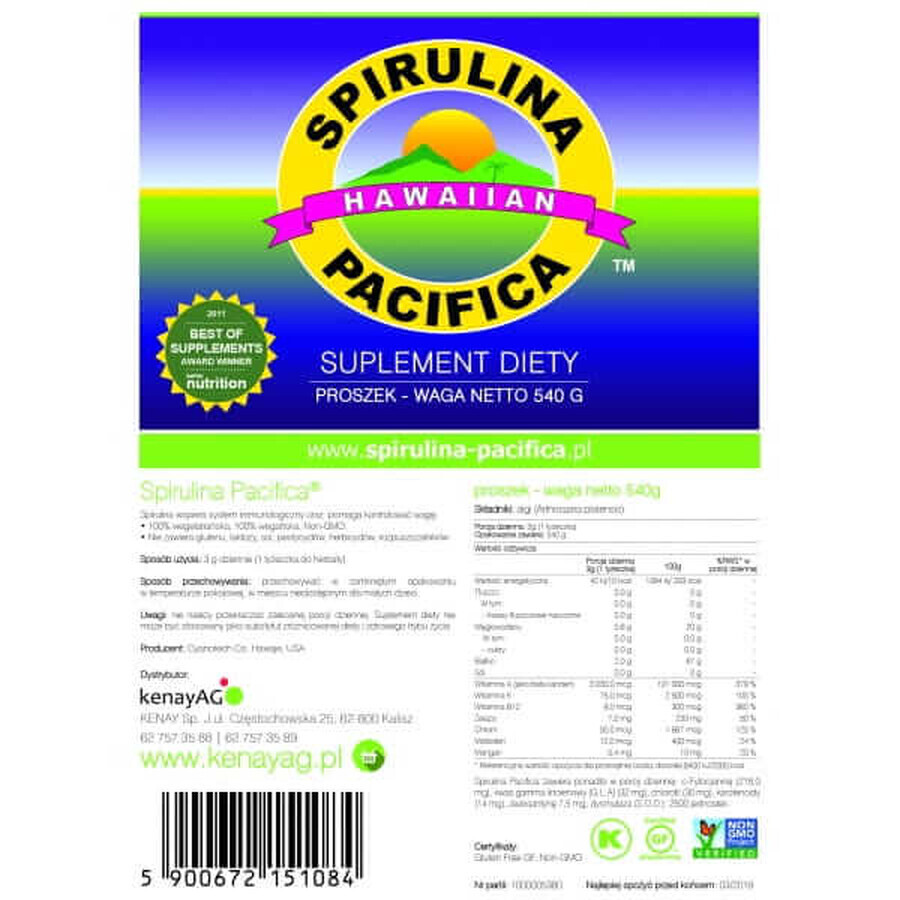 Spirulina Pacifica Hawaii Pulver 540 g, CyanoTech