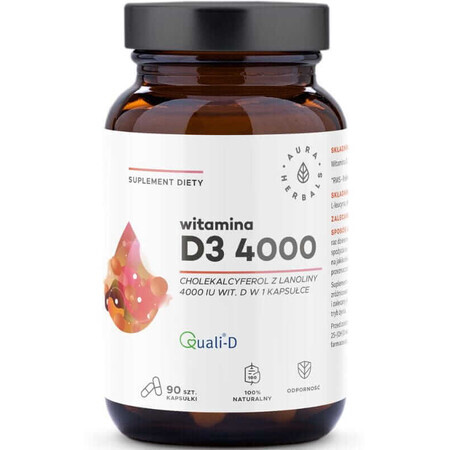 Vitamine D3 4000 IU 90 capsules Aura Herbals