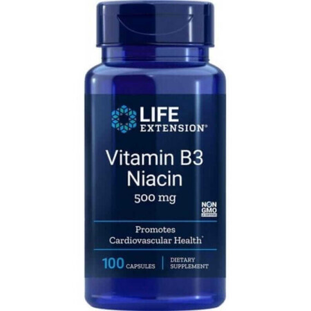 Vitamin B3 Niacin 500mg (100 Kapseln) Niacin Life Extension