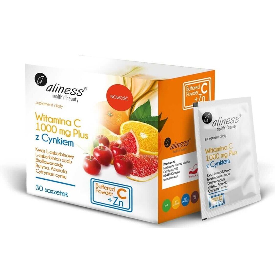 Vitamina C 1000 mg PLUS Zinc 30 pliculețe Aliness