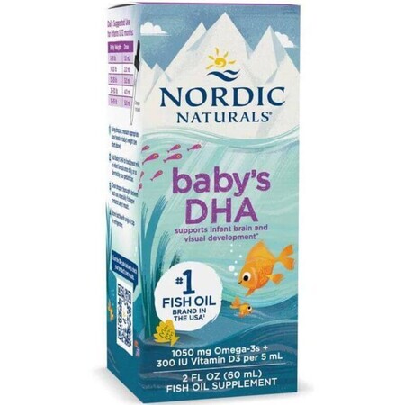 Baby's DHA Trane - DHA acids for children with vit. D3, 60 ml Nordic Naturals