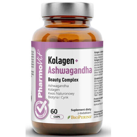 Colágeno + Ashwagandha Complejo de Belleza 60 cápsulas PharmoVit Clean Label