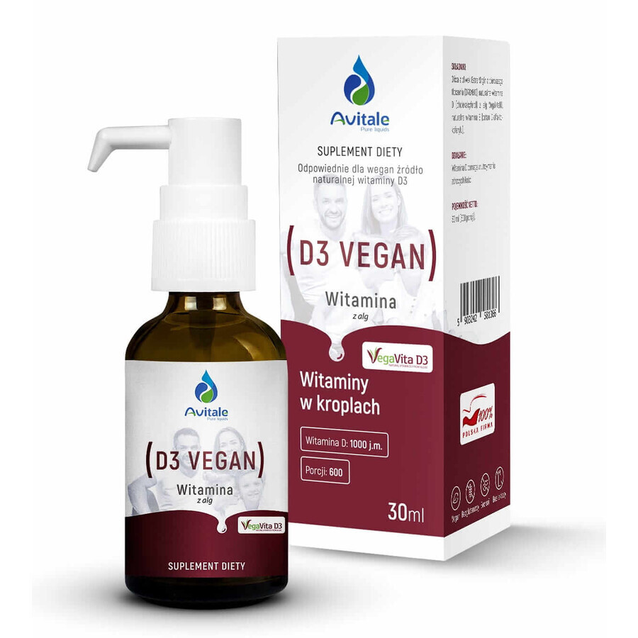 Natural Vitamin D3 VEGAN 1000 IU. 30 ml Avitale