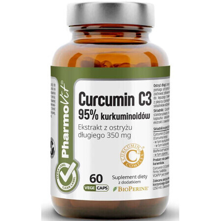 Curcumina C3 95% curcuminoide 60 cápsulas Pharmovit Clean Label