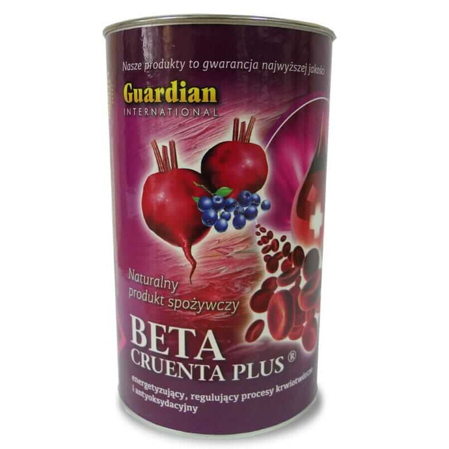 Beta Cruenta Plus - Prodotto energetico e per la formazione del sangue, barbabietola, confezione da 500 g, Guardian International