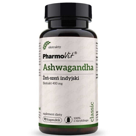 Ashwagandha Ginseng Indien 400 mg (90 gélules) Pharmovit Classic