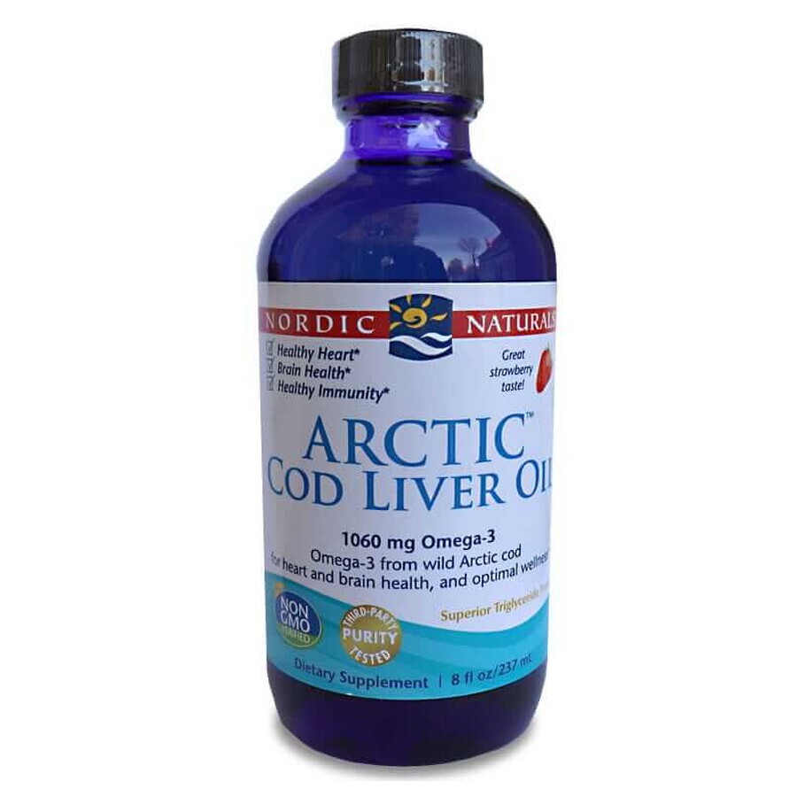 Arctic Cod Liver Oil Strawberry 1060mg Wild Cod Liver Oil 237ml, Nordic Naturals