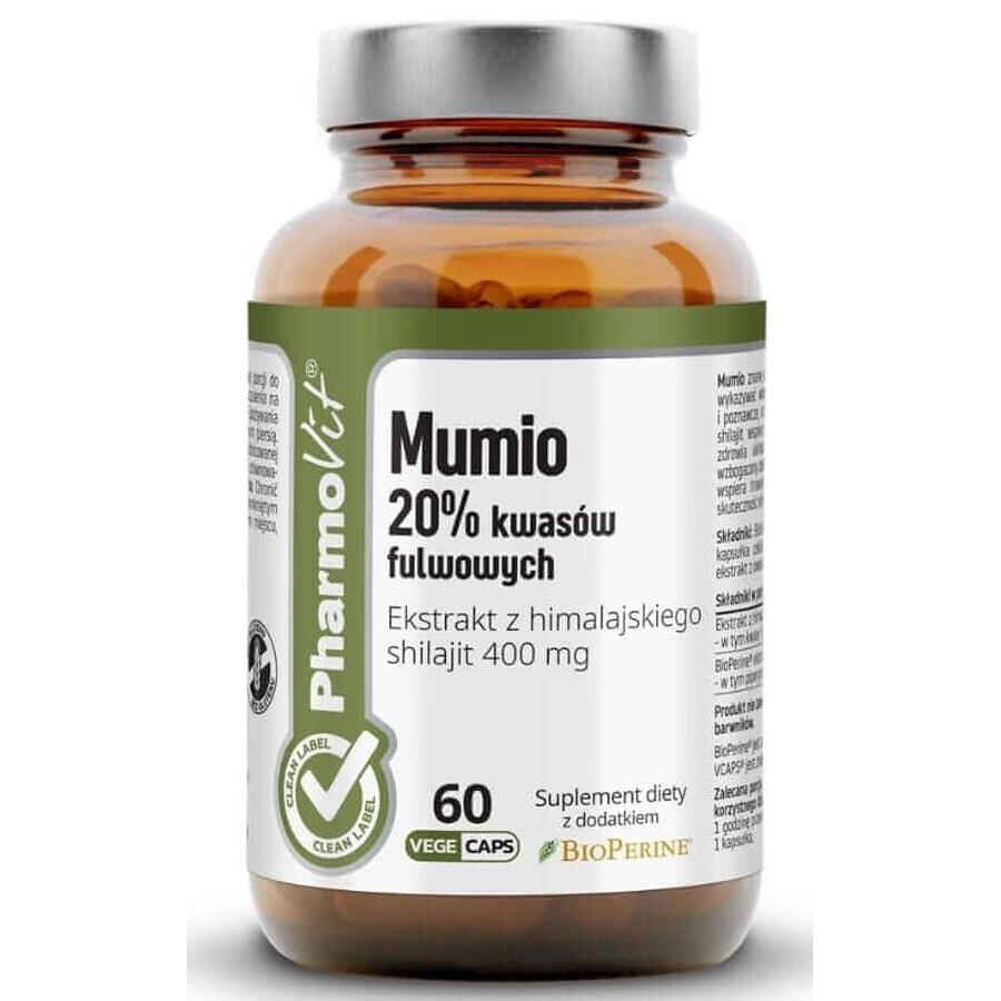 Mumio 20% fulvozuren 60 capsules PharmoVit Clean Label