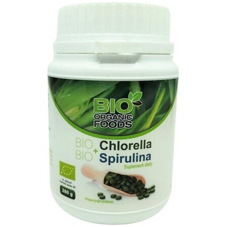 Bio Chlorella + Bio Spirulina 280g (approx. 700 comprimés) Bio Organic Foods