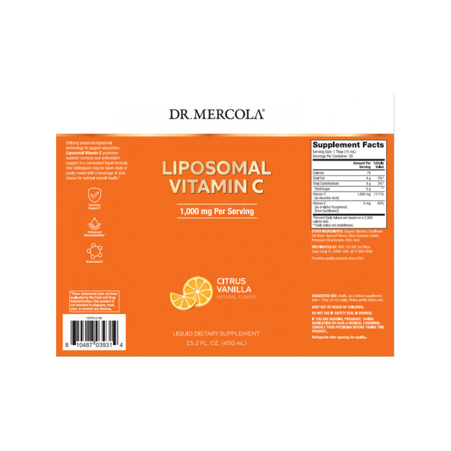 Liposomal Vitamin C 1000 mg 450 ml Dr. Mercola