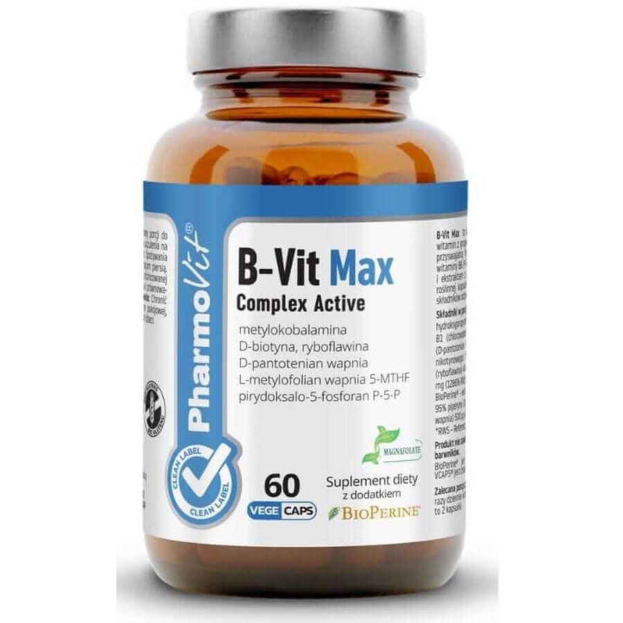 B-Vit Max Complex Active 60 capsules PharmoVit Clean Label