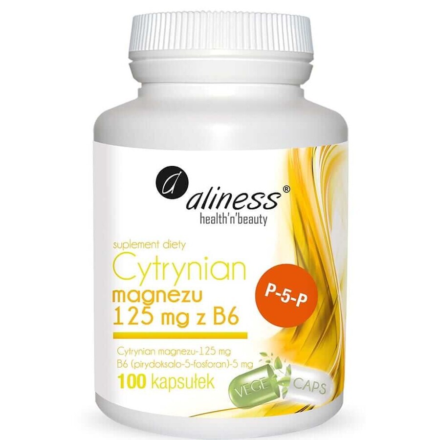 Citrat de magneziu 125 mg cu B6 (P-5-P) 100 capsule Aliness