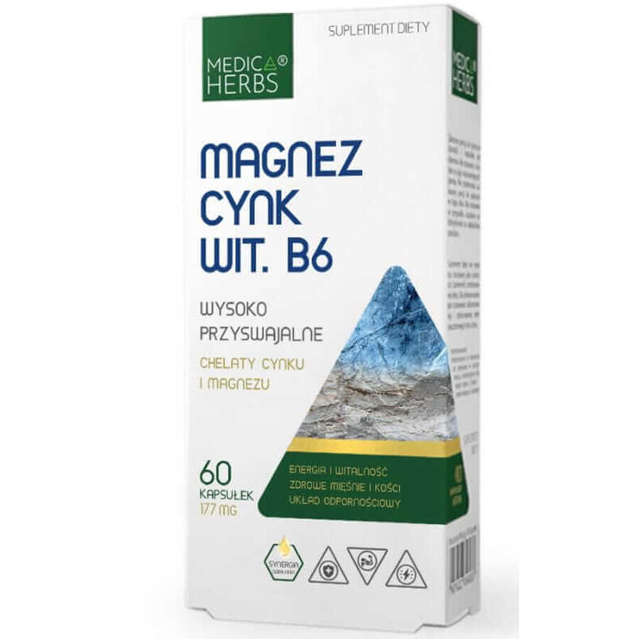 Magneziu Zinc Vitamina B6, 60 capsule Medica Herbs