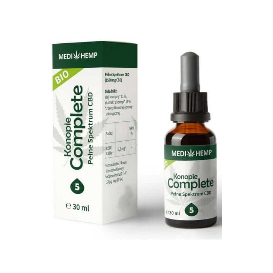 CBD 5% Hanföl Medihemp 5% CBD Samen Hanföl CO2 Extraktion 30 ml