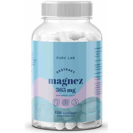 Pure Lab magnesiumcitraat 365 mg, 120 plantaardige capsules