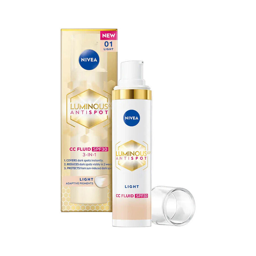 Crema-Fluid CC 3 in 1 cu SPF 30 Luminous, 01 Light, 30 ml, Nivea