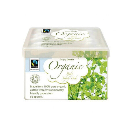 Betisoare din bumbac organic cu opritor pentru bebelusi, 56 bucati, MacDonald & Taylor