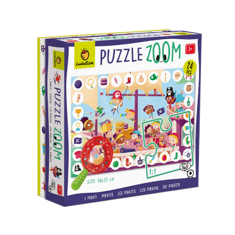 Kinderpuzzel Zoom - Piraten, 3 jaar+, 24 stukjes, Ludattica