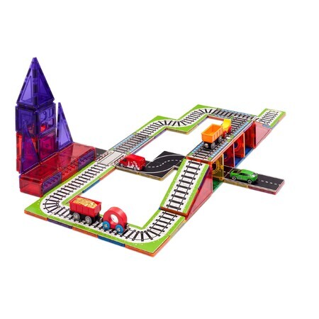 Set de constructie cu piese magnetice Train Track Pack, +3 ani, 36 piese, Learn & Grow