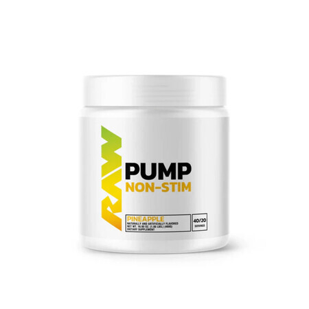 Pre Workout Pump Non Stim, 480 g, ananas, Raw Nutrition