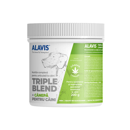 Suplimente cu canepa pentru caini Triple Blend, 200 g, Alavis