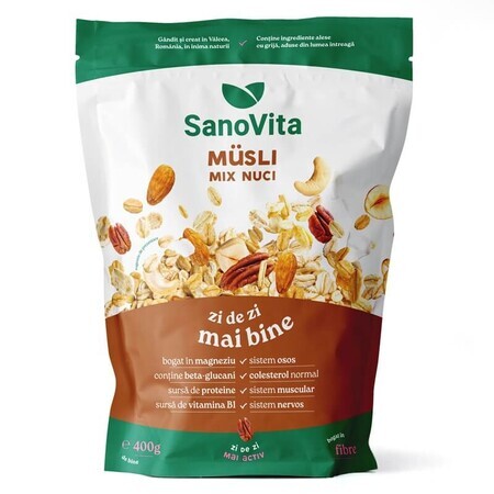 Musli con mezcla de frutos secos, 400 g, Sanovita