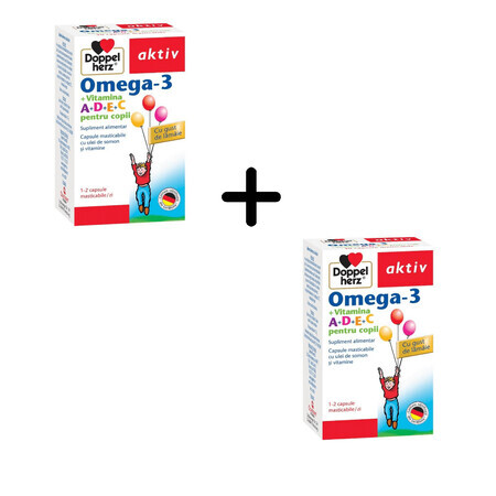 Omega 3 Vitamina A+D+E+C pentru copii, 2 x 30 capsule, Doppelherz