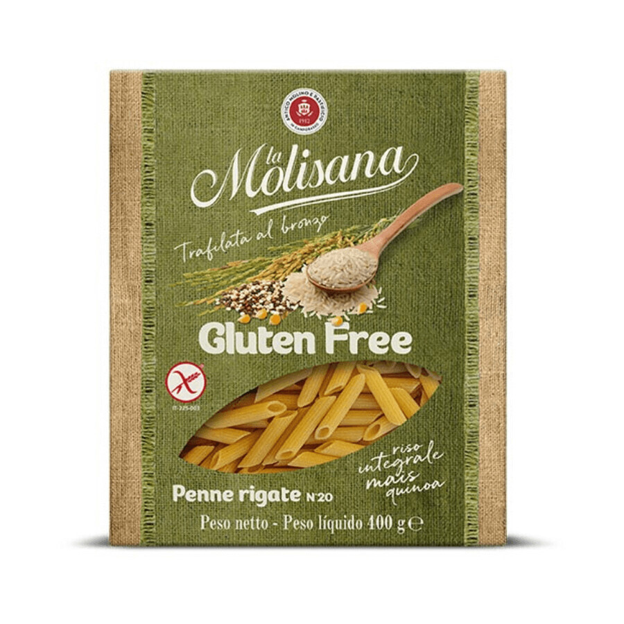 Pasta senza glutine Penne Rigate, No20, 400 g, La Molisana