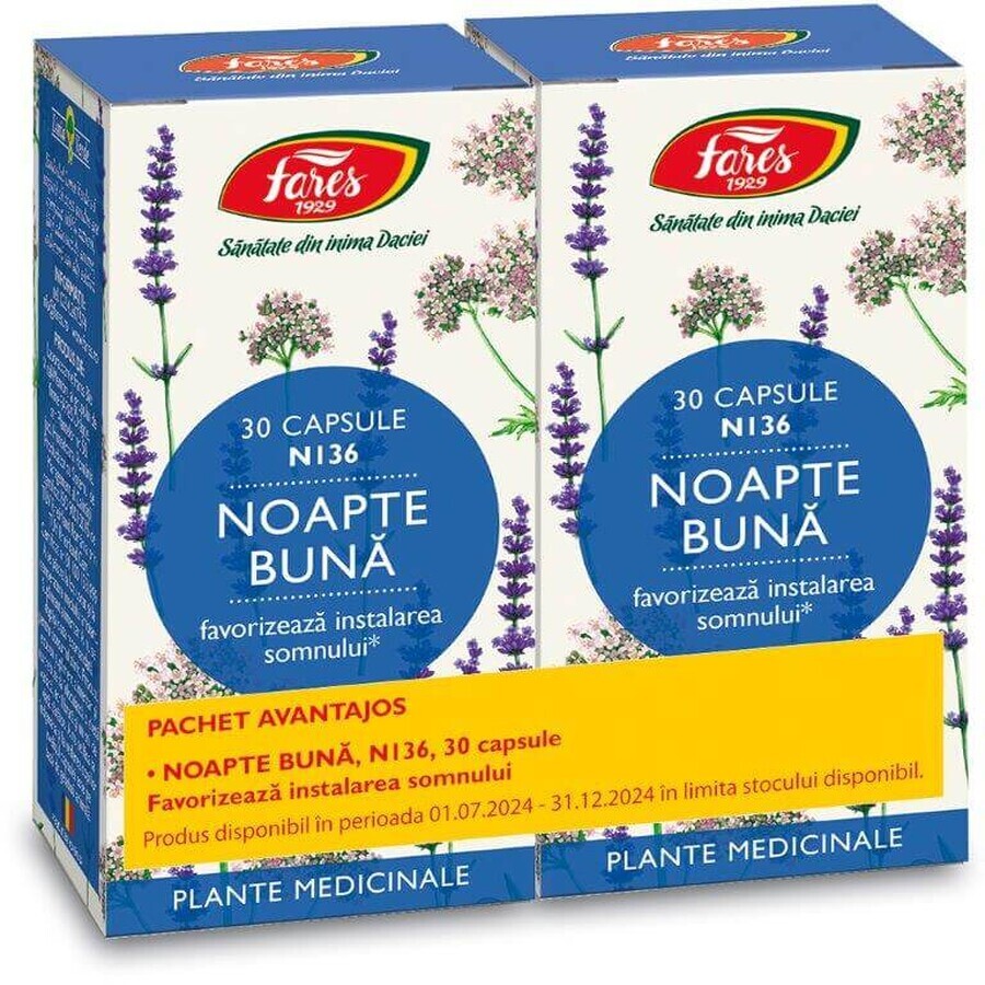 Pachet Noapte Buna, 2x30 capsule, Fares