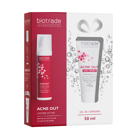 Pachet Acne Out Lotiune activa + Acne Out Oxy Wash, 60+50ml, Biotrade