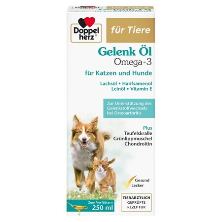 Supplement met omega-3 olie voor een normale gewrichtsfunctie bij honden en katten, 250 ml, Doppelherz Pets