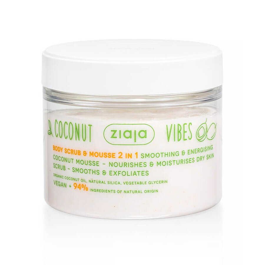 Coconut & Orange Vibes Ziaja Scrub e schiuma per il corpo al cocco e all'arancia 2 in 1, 270 ml