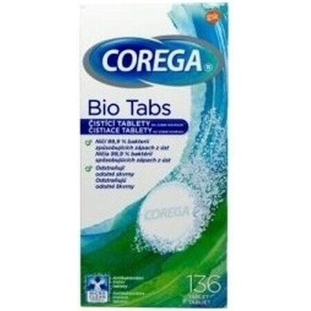 COREGA BIO Tabs 1x136 pz, compresse per la pulizia delle protesi dentarie