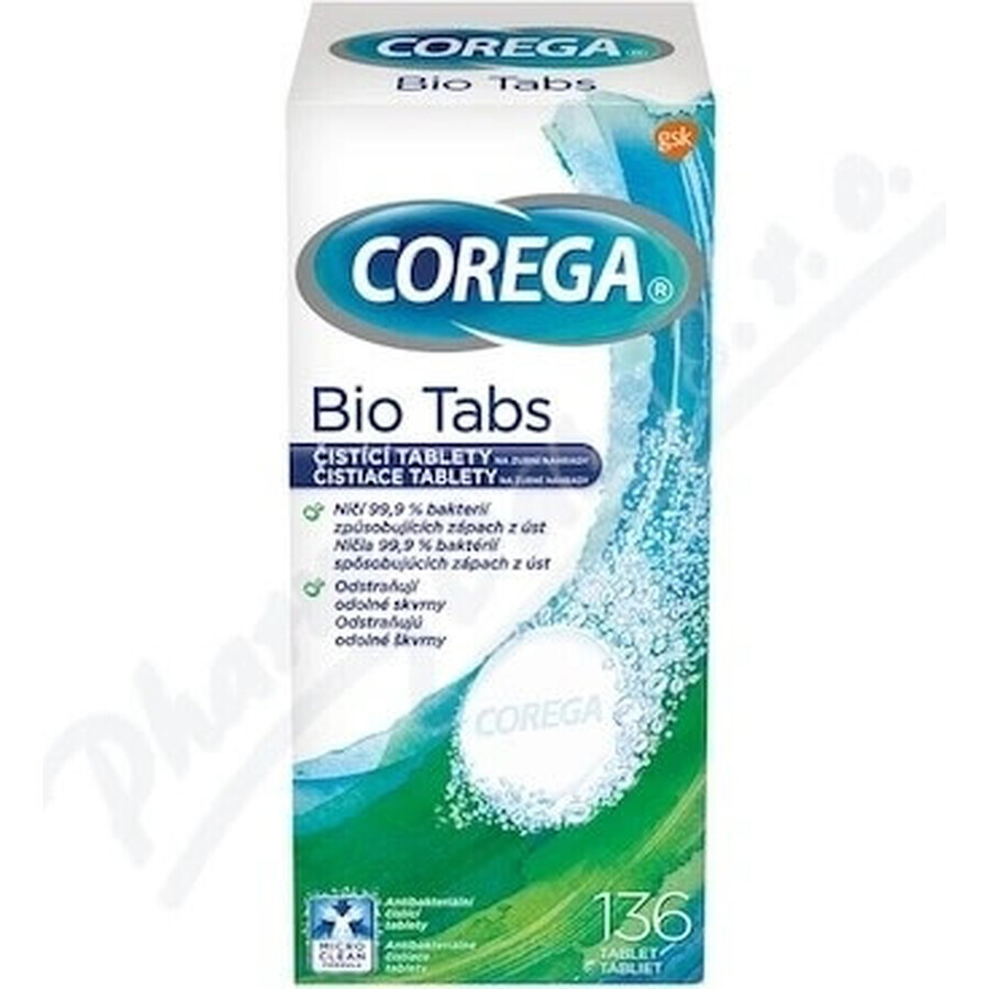 COREGA BIO Tabs 1x136 pz, compresse per la pulizia delle protesi dentarie