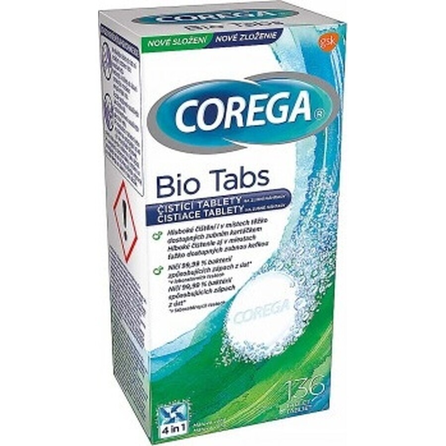 COREGA BIO Tabs 1x136 pz, compresse per la pulizia delle protesi dentarie