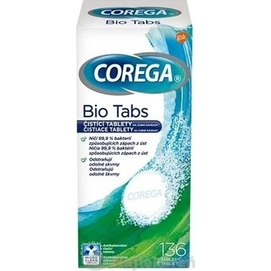 COREGA BIO Tabs 1x136 pz, compresse per la pulizia delle protesi dentarie