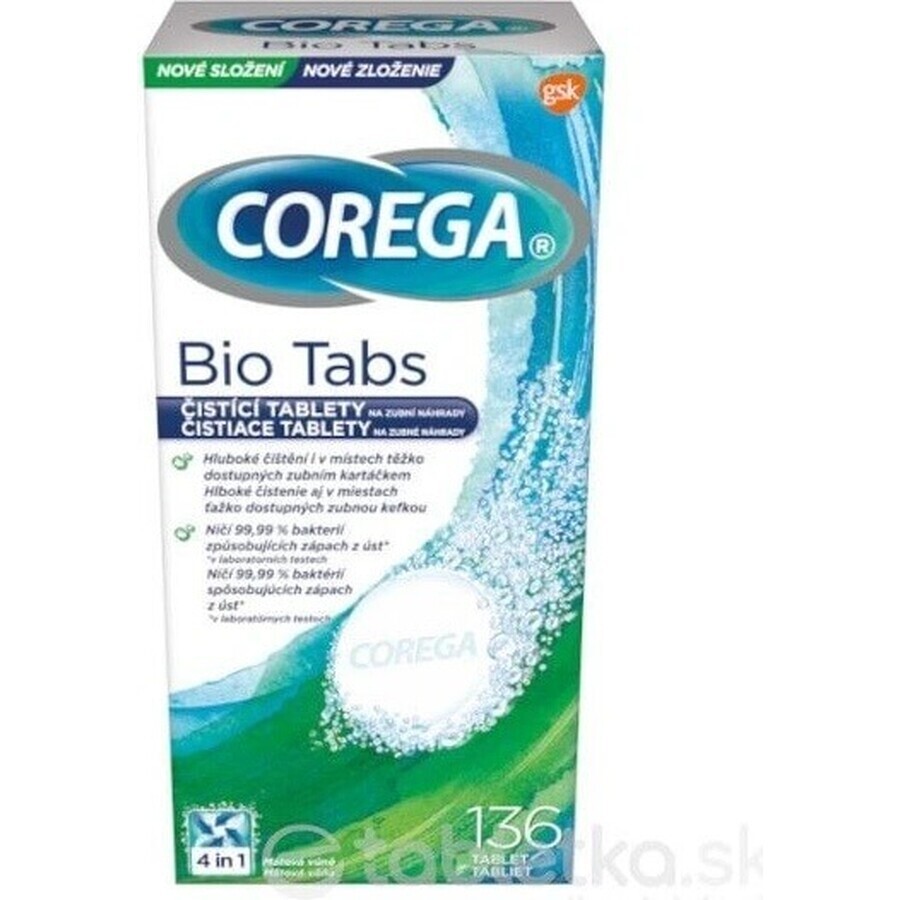 COREGA BIO Tabs 1x136 pz, compresse per la pulizia delle protesi dentarie