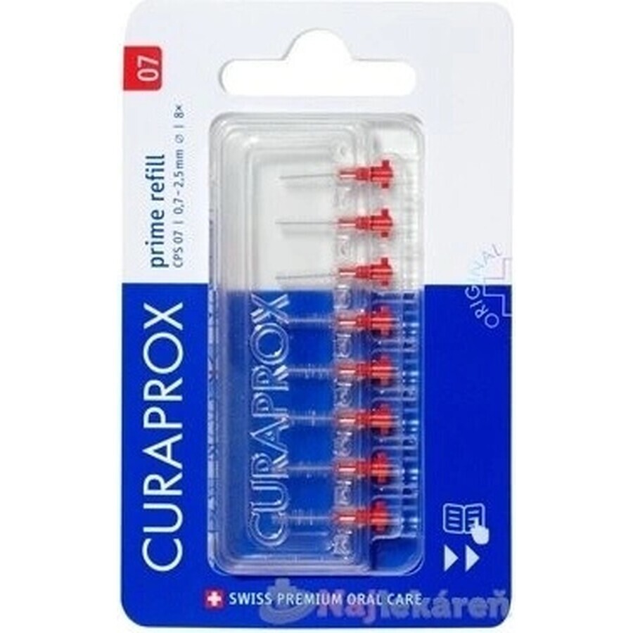 CURAPROX CPS 07 prime refill rosso 1×8 pz, scovolini interdentali senza supporto