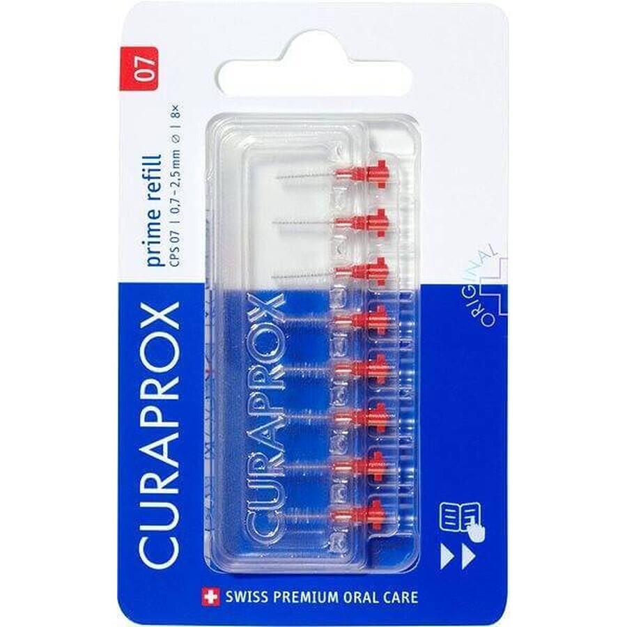 CURAPROX CPS 07 prime refill rosso 1×8 pz, scovolini interdentali senza supporto