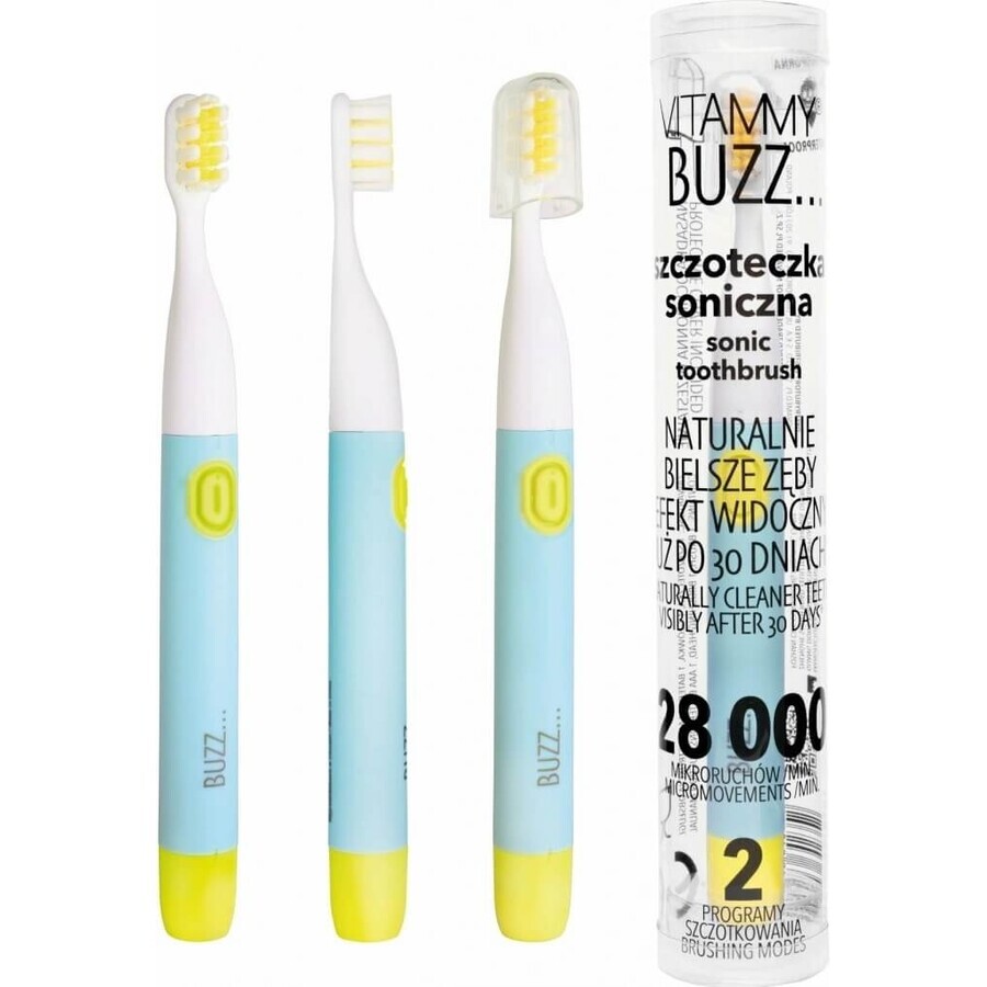 Vitammy Buzz Spazzolino sonico con 28.000 micromovimenti, 2 programmi di pulizia, Menta/Citron 1×1 pz, spazzolino elettrico