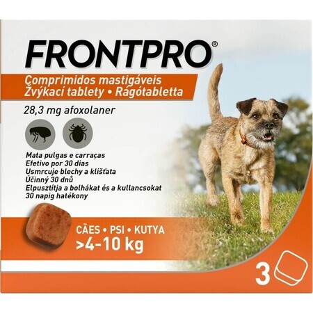 FRONTPRO® comprimate masticabile antiparazitare pentru câini (4-10 kg) 1×3 tbl, comprimate antiparazitare