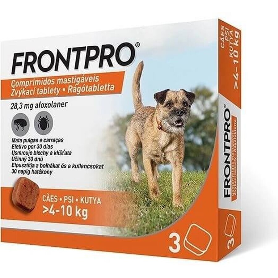 FRONTPRO® comprimate masticabile antiparazitare pentru câini (4-10 kg) 1×3 tbl, comprimate antiparazitare