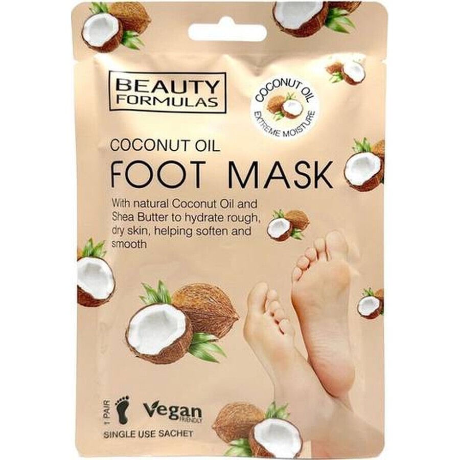 Beauty Formulas Masque de pieds à l'huile de coco 1×1 pc, masque de pieds