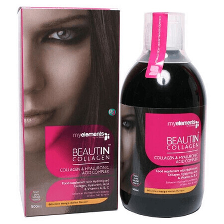 Acid Hialuronic cu căpșuni și vanilie - Beautin Collagen, 500 ml, My Elements